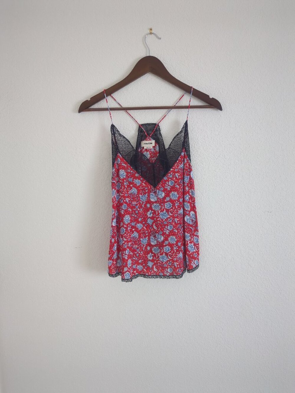 Zadig & Voltaire Christy Camisole Floral Skulls Red Extra Small